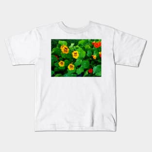 Yellow and orange nasturtiums Kids T-Shirt